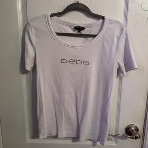 Bebe Fitted White Short Sleeve Tee